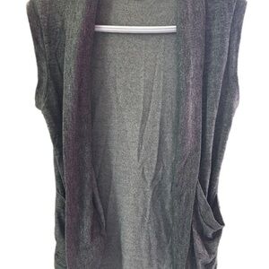 Gray Sleeveless Cardigan Vest
